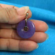 Load image into Gallery viewer, 14K Yellow Gold Good Luck “Fu” Lavender Jade Pendant Necklace