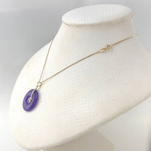 Load image into Gallery viewer, 14K Yellow Gold Good Luck “Fu” Lavender Jade Pendant Necklace