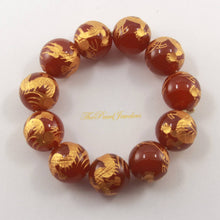 Load image into Gallery viewer, 16mm Red Agate Engraving Dragon Beads Bracelet