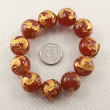 Load image into Gallery viewer, 16mm Red Agate Engraving Dragon Beads Bracelet
