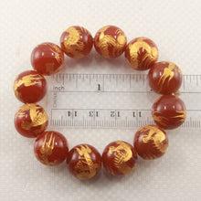Load image into Gallery viewer, 16mm Red Agate Engraving Dragon Beads Bracelet