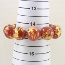 Load image into Gallery viewer, 18mm Red Agate Engraving Dragon Beads Bracelet
