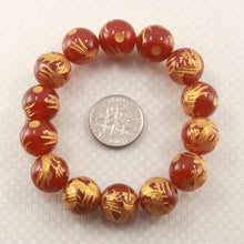 Load image into Gallery viewer, 12mm Red Agate Engraving Golden Dragon Beads Bracelet