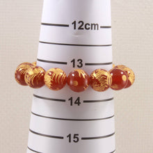 Load image into Gallery viewer, 12mm Red Agate Engraving Golden Dragon Beads Bracelet
