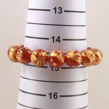 Load image into Gallery viewer, 12mm Red Agate Engraving Golden Dragon Beads Bracelet