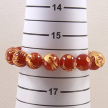 Load image into Gallery viewer, 12mm Red Agate Engraving Golden Dragon Beads Bracelet