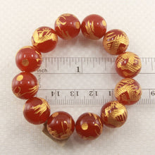 Load image into Gallery viewer, 14mm Red Agate Engraving Golden Dragon Beads Bracelet