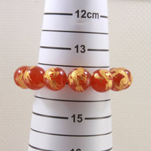 Load image into Gallery viewer, 14mm Red Agate Engraving Golden Dragon Beads Bracelet