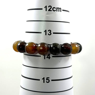 10mm Faceted Red Forest Agate Beads Stretch Bracelet