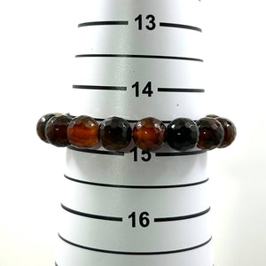 10mm Faceted Red Forest Agate Beads Stretch Bracelet