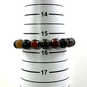 10mm Faceted Red Forest Agate Beads Stretch Bracelet