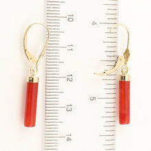 Load image into Gallery viewer, 14K Yellow Gold Leverback Red Jade Dangle Earrings