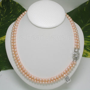 Double Strand Pink Cultured Pearl Necklace with .925 Silver Clasp (17")
