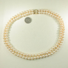 Load image into Gallery viewer, Double Strand Peach Cultured Pearl Necklace with 14K Yellow Gold Clasp