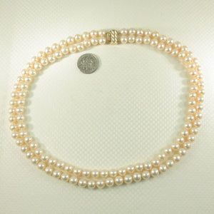 Double Strand Peach Cultured Pearl Necklace with 14K Yellow Gold Clasp
