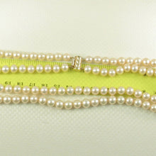 Load image into Gallery viewer, Double Strand Peach Cultured Pearl Necklace with 14K Yellow Gold Clasp