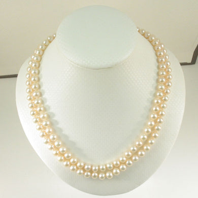 Double Strand Peach Cultured Pearl Necklace with 14K Yellow Gold Clasp