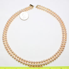 Load image into Gallery viewer, Romantic Pink Double Strand Cultured Pearl Necklace with 14K Yellow Gold Clasp