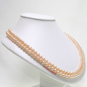Romantic Pink Double Strand Cultured Pearl Necklace with 14K Yellow Gold Clasp