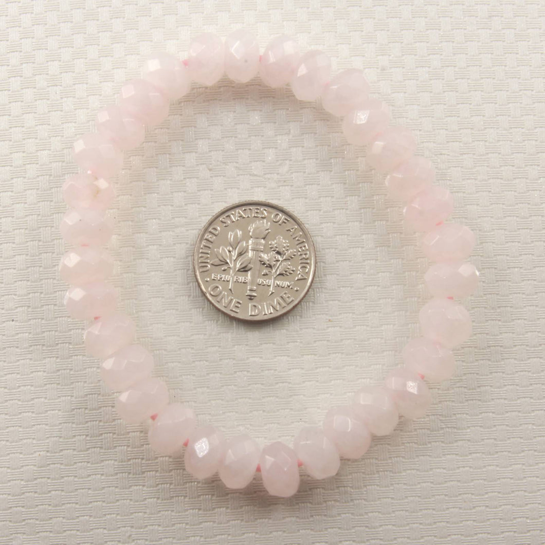 4x8mm Rose Quartz Roundel Faceted Beads Bracelet