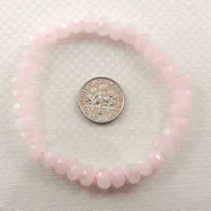 4x8mm Rose Quartz Roundel Faceted Beads Bracelet