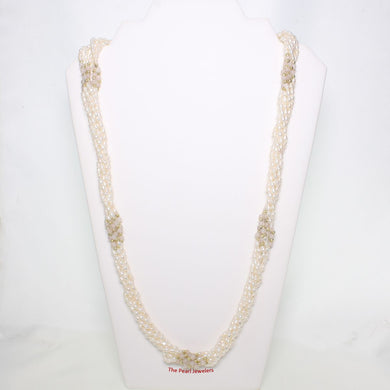 White Rice Pearl & Rose Quartz Twist Necklace – 6-in-1 Style