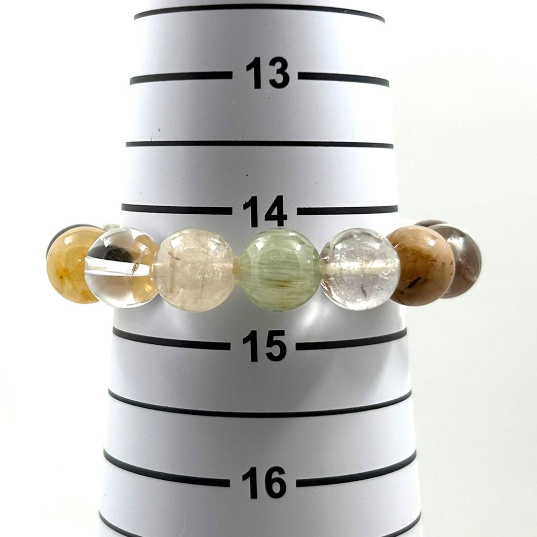 10mm Multicolor Rutilated Quartz Faceted Stretch Bracelet