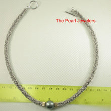 Load image into Gallery viewer, Blue Tahitian Pearl with 14k Gold Roundels &amp; Silver Bali Beads Necklace