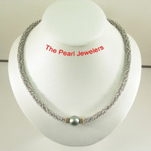 Load image into Gallery viewer, Blue Tahitian Pearl with 14k Gold Roundels &amp; Silver Bali Beads Necklace