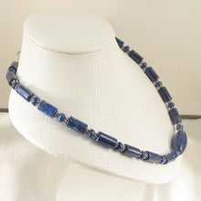 Load image into Gallery viewer, Natural Lapis Lazuli Tube Beads &amp; Silver .925 Bali Spacer Necklace