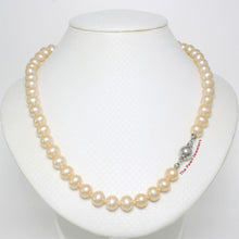 Load image into Gallery viewer, Peach Cultured Pearl Hand-Knotted Necklace with 925 Silver Clasp (17.5&quot;)