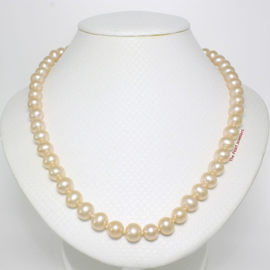 Peach Cultured Pearl Hand-Knotted Necklace with 925 Silver Clasp (17.5