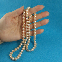 Load image into Gallery viewer, Natural Pink Freshwater Pearl Hand-Knotted Necklace with 925 Silver Clasp (28&quot;)