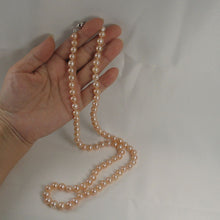 Load image into Gallery viewer, Natural Pink Freshwater Pearl Hand-Knotted Necklace with 925 Silver Clasp (28&quot;)