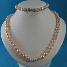 Load image into Gallery viewer, Natural Pink Freshwater Pearl Hand-Knotted Necklace with 925 Silver Clasp (28&quot;)
