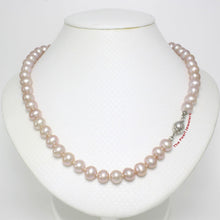 Load image into Gallery viewer, Natural Pink Pearl Hand-Knotted Necklace with 925 Silver Clasp (17.5&quot;)