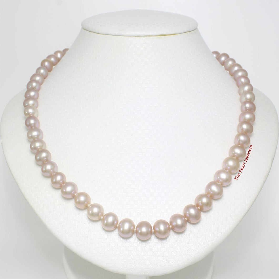 Natural Pink Pearl Hand-Knotted Necklace with 925 Silver Clasp (17.5