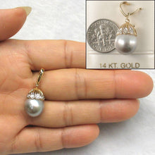 Load image into Gallery viewer, 14k Yellow Gold &amp; 6-Diamond Silver-Tone Baroque Pearl Pendant