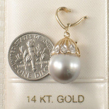 Load image into Gallery viewer, 14k Yellow Gold &amp; 6-Diamond Silver-Tone Baroque Pearl Pendant