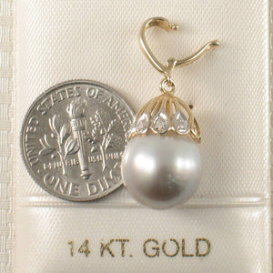14k Yellow Gold & 6-Diamond Silver-Tone Baroque Pearl Pendant