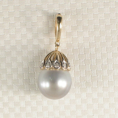14k Yellow Gold & 6-Diamond Silver-Tone Baroque Pearl Pendant