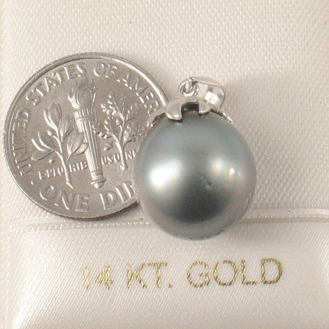 Silver-Gray Tahitian Pearl & Diamond Star-Bale Pendant 14k