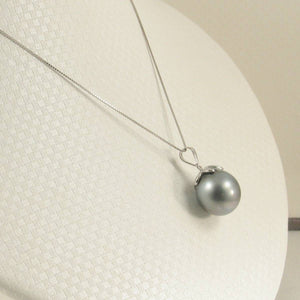 Silver-Gray Tahitian Pearl & Diamond Star-Bale Pendant 14k