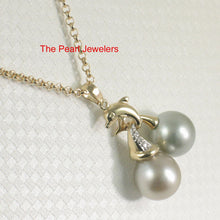 Load image into Gallery viewer, Silver &amp; Gray Tahitian Dolphin Pearl Pendant 14k Gold
