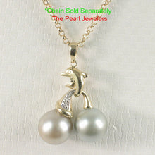 Load image into Gallery viewer, Silver &amp; Gray Tahitian Dolphin Pearl Pendant 14k Gold