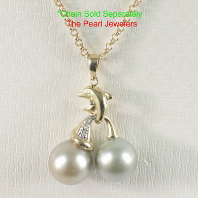 Silver & Gray Tahitian Dolphin Pearl Pendant 14k Gold