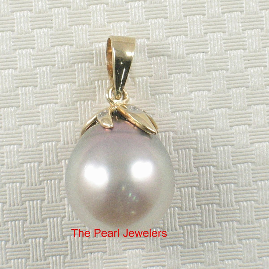 Silver-Tone Tahitian Pearl & Diamond Star-Bale Pendant