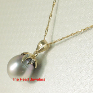 Silver-Tone Tahitian Pearl & Diamond Star-Bale Pendant