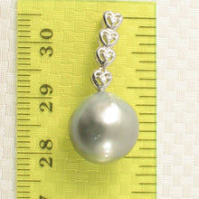 Load image into Gallery viewer, Baroque Silver-Smoke Pearl &amp; Diamond 14k Heart-Bale Pendant