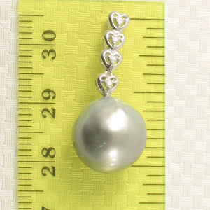 Baroque Silver-Smoke Pearl & Diamond 14k Heart-Bale Pendant